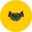 Handshake icon inside yellow circle